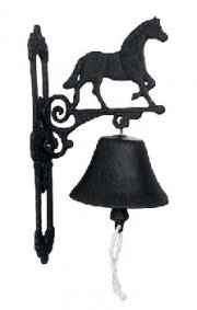 Litinový zvonek černý s koníkem HKM